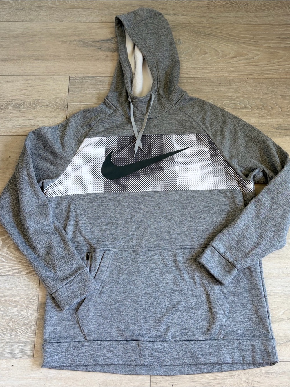Nike Gray Hoodie with Black Swoosh and White Accent